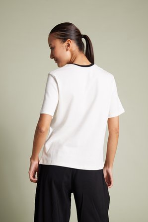 Pamuklu Kısa Kollu Kontrast Bisiklet Yaka T-shirt
