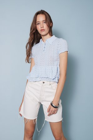 FIRFIRLI POLO YAKA TRİKO BLUZ