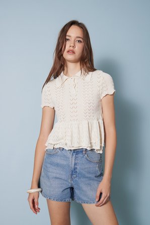 FIRFIRLI POLO YAKA TRİKO BLUZ