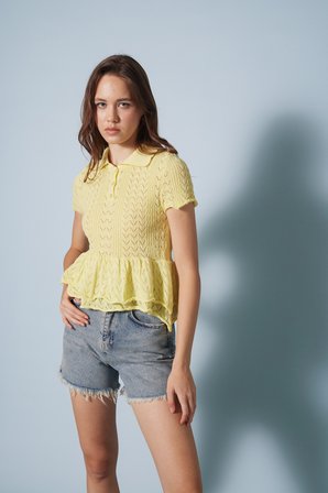 FIRFIRLI POLO YAKA TRİKO BLUZ