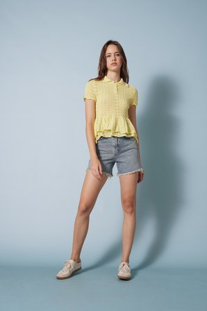 FIRFIRLI POLO YAKA TRİKO BLUZ