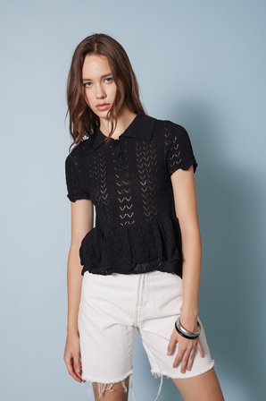FIRFIRLI POLO YAKA TRİKO BLUZ