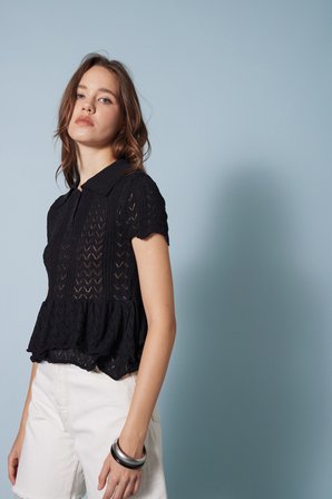 FIRFIRLI POLO YAKA TRİKO BLUZ