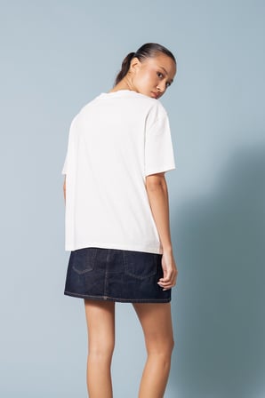 ÇİÇEK BASKILI BİSİKLET YAKA T-SHIRT