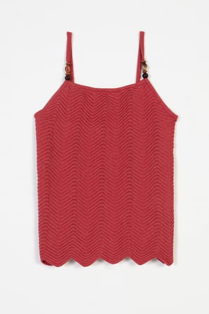 HALTER YAKA BONCUK DETAYLI ASKILI TRİKO TOP