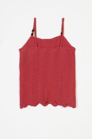 HALTER YAKA BONCUK DETAYLI ASKILI TRİKO TOP