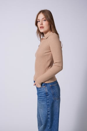 POLO YAKA FERMUARLI FİTİLLİ TRİKO KAZAK