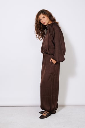 BELİ LASTİKLİ DOKULU SATEN BALON PANTOLON