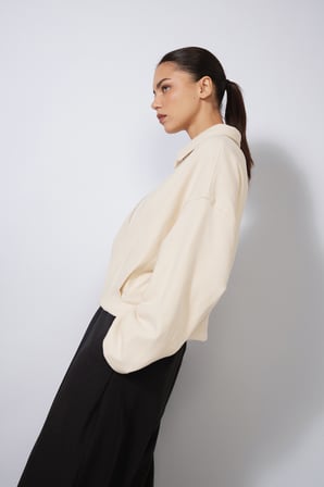 PİLİ DETAYLI FERMUARLI OVERSIZE YUMUŞAK DOKULU CEKET