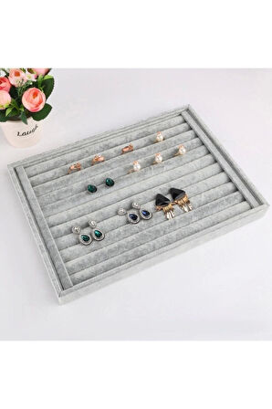 Yerli Süet Gri Sosisli Yüzük Stand Kutu (Aydındecor)