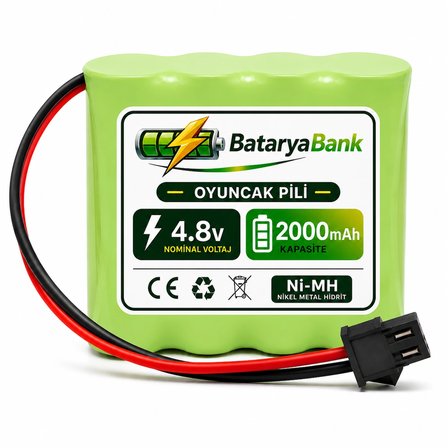 4.8V 2000mAh Oyuncak Araba Pili Bataryası Siyah Soket | Şarjlı Yedek Pil