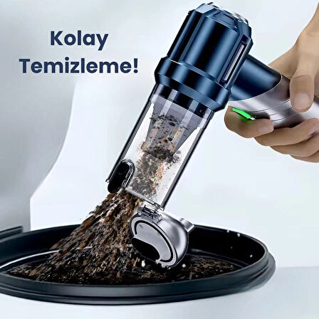 Yeni 16000pa Güçlü Portatif Vakumlu Ve Üflemeli Katlanabilir Araç Içi Süpürge Pro Hl-133