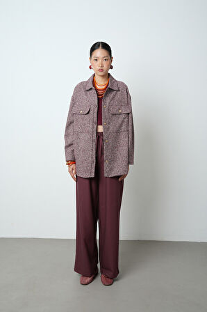 Kadın Çift Cepli Kırçıllı Altın Düğmeli Kışlık Ceket