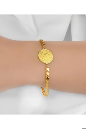 6,50 gr (GRAM) Pullu Çeyrekli Bileklik 22 Ayar Altın