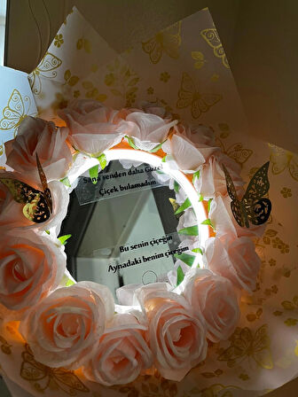 KAYZEN pembe güllü ayna buketi