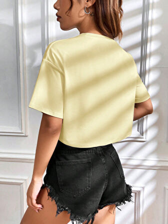 Kadın Tişört Crop Tişört Baskılı Fit Tişört BALANCE-TİŞÖRT