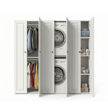 Kenzlife membran çamaşır-kurutma makinesi dolabı ve giysi dolabı suyuti sağ byzbyz çerçeve 180*170*60 mebran kapak MDF gövde banyo