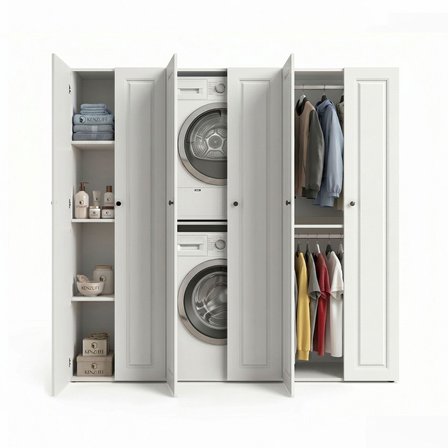 Kenzlife membran çamaşır-kurutma makinesi dolabı ve giysi dolabı suyuti sol byzbyz çerçeve 180*170*60 mebran kapak MDF gövde banyo