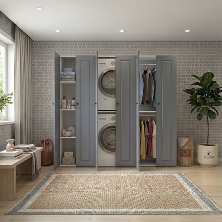 Kenzlife membran çamaşır-kurutma makinesi dolabı ve giysi dolabı suyuti sol gribyz çerçeve 180*170*60 mebran kapak MDF gövde banyo