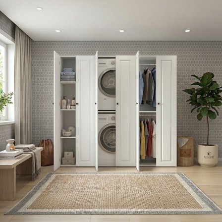 Kenzlife membran çamaşır-kurutma makinesi dolabı ve giysi dolabı suyuti sol byzbyz çerçeve 180*170*60 mebran kapak suntalam gövde banyo