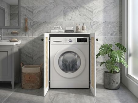 Kenzlife çamaşır makinesi dolabı tatyana mat beyaz 90*70*60 hazeran kare kapak MDF gövde