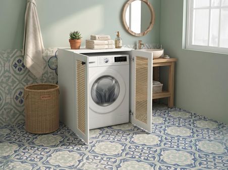 Kenzlife çamaşır makinesi dolabı tatyana mat beyaz 90*70*60 hazeran kare kapak MDF gövde