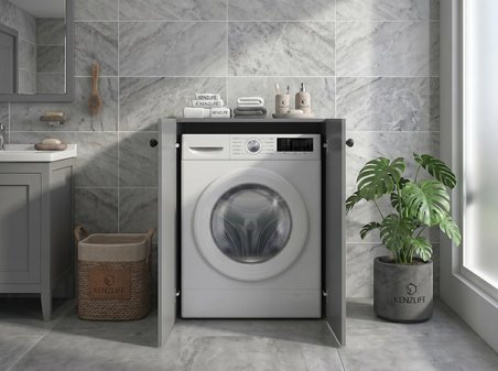 Kenzlife membran çamaşır makinesi dolabı kapaklı tatyana gribyz çerçeve 90*70*60 mebran kapak MDF gövde banyo ofis kapaklı arkalıksız
