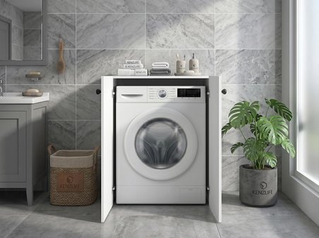 Kenzlife membran çamaşır makinesi dolabı kapaklı tatyana byzbyz çerçeve 90*70*60 mebran kapak suntalam gövde banyo ofis kapaklı arkalıksız