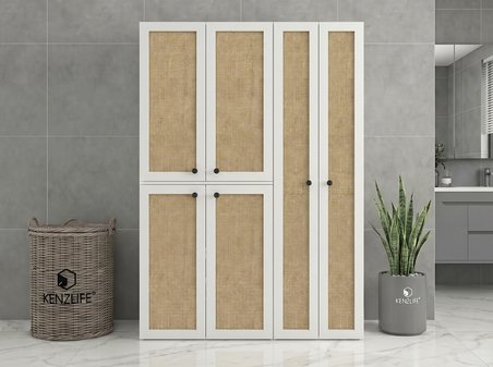 Kenzlife çamaşır-kurutma makinesi dolabı yaromira mat beyaz 180*120*64 jut kare kapak suntalam gövde