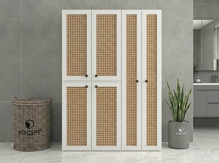 Kenzlife çamaşır-kurutma makinesi dolabı yaromira mat beyaz 180*120*64 hazeran kare kapak MDF gövde