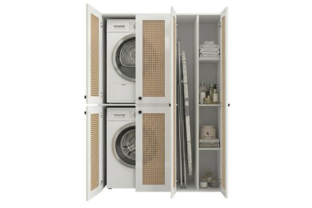 Kenzlife çamaşır-kurutma makinesi dolabı yaromira mat beyaz 180*120*64 hazeran kare kapak MDF gövde