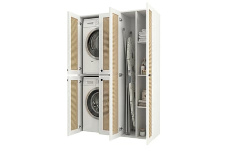Kenzlife çamaşır-kurutma makinesi dolabı yaromira mat beyaz 180*120*64 hazeran kare kapak MDF gövde