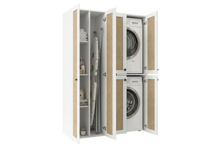 Kenzlife çamaşır-kurutma makinesi dolabı yaromira sol mat beyaz 180*120*64 jut kare kapak MDF gövde
