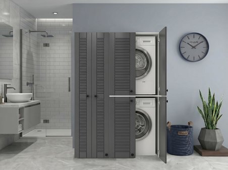 Kenzlife membran çamaşır kurutma makinesi dolabı yaromira sol gribyz panjur 180*120*64 mebran kapak MDF gövde