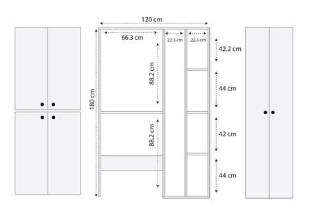 Kenzlife çamaşır-kurutma makinesi dolabı yaromira sol mat beyaz 180*120*64 jut kare kapak suntalam gövde