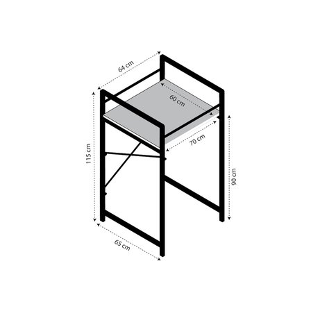 Kenzlife çamaşır kurutma makinesi dolabı kinyas byzsyh 115*070*60 mat suntalam metal siyah boya