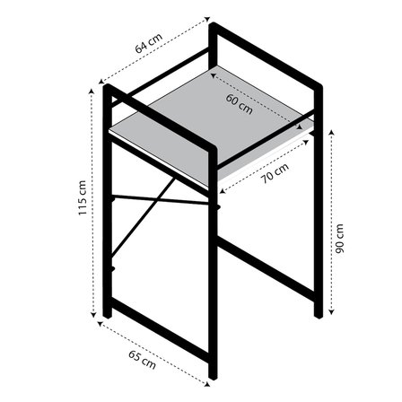 Kenzlife çamaşır kurutma makinesi dolabı kinyas cvzsyh 115*070*60 mat suntalam metal siyah boya