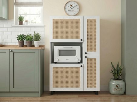 Kenzlife mini fırın dolabı alpkuntsağ mat beyaz 148*90*30 hazeran kare kapak suntalam gövde