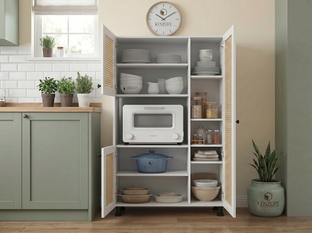 Kenzlife mini fırın dolabı alpkuntsağ mat beyaz 148*90*30 hazeran kare kapak suntalam gövde