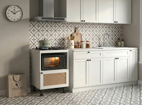 Kenzlife ocak dolabı doğangün mat beyaz 85*60*56 hazeran kare kapak MDF gövde