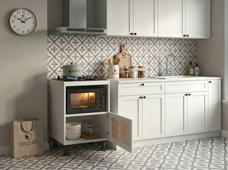 Kenzlife ocak dolabı doğangün mat beyaz 85*60*56 hazeran kare kapak MDF gövde