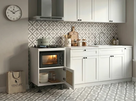 Kenzlife ocak dolabı doğangün mat beyaz 85*60*56 jut kare kapak MDF gövde