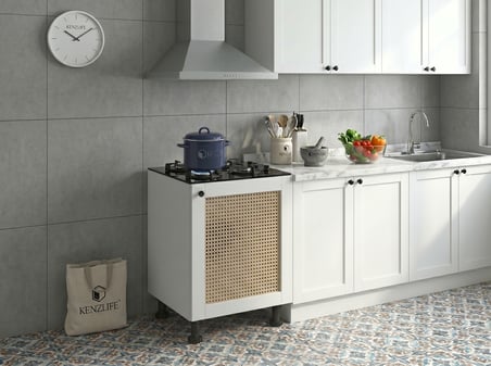 Kenzlife ocak dolabı kamuran mat beyaz 85*60*56 hazeran kare kapak suntalam gövde arkalıksız