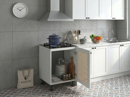 Kenzlife ocak dolabı kamuran mat beyaz 85*60*56 hazeran kare kapak suntalam gövde arkalıksız