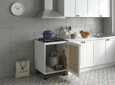 Kenzlife ocak dolabı kamuran mat beyaz 85*60*56 jut kare kapak suntalam gövde arkalıksız