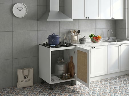 Kenzlife ocak dolabı kamuran mat beyaz 85*60*56 jut kare kapak MDF gövde arkalıksız