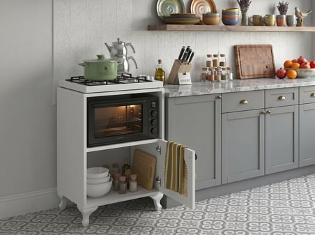 Kenzlife ocak dolabı revbahar mat beyaz 85*60*56 hazeran oval kapak MDF gövde arkalıksız