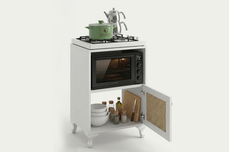 Kenzlife ocak dolabı revbahar mat beyaz 85*60*56 jut kare kapak MDF gövde arkalıksız
