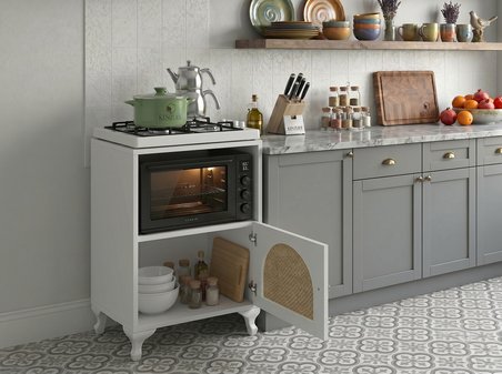 Kenzlife ocak dolabı revbahar mat beyaz 85*60*56 jut oval kapak MDF gövde arkalıksız