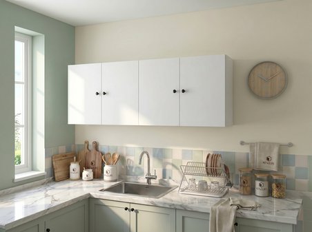 Kenzlife hazır mutfak dolabı safderun mat beyaz 160*60*32 arkalıklı suntalam